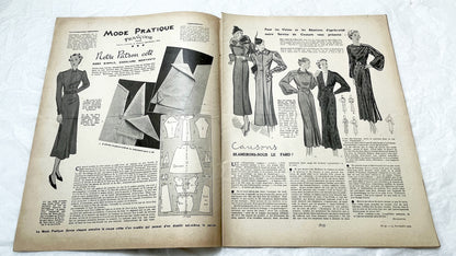 1930s - Mode Pratique Magazine - French Vintage Fashion Patterns - 1938 Women's Clothing & Lifestyle - Crafts