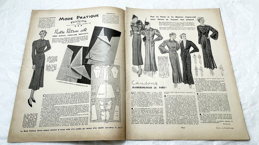 1930s - Mode Pratique Magazine - French Vintage Fashion Patterns - 1938 Women's Clothing & Lifestyle - Crafts