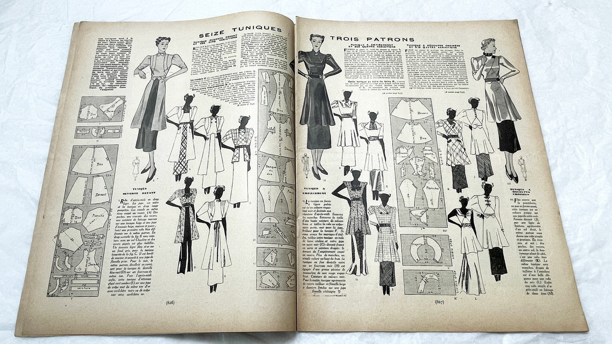 1930s - Mode Pratique Magazine - French Vintage Fashion Patterns - 1938 Women's Clothing & Lifestyle - Crafts