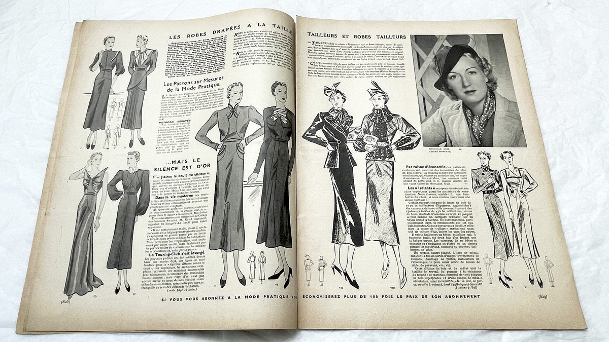 1930s - Mode Pratique Magazine - French Vintage Fashion Patterns - 1938 Women's Clothing & Lifestyle - Crafts
