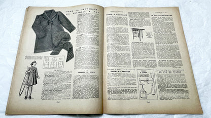 1930s - Mode Pratique Magazine - French Vintage Fashion Patterns - 1938 Women's Clothing & Lifestyle - Crafts