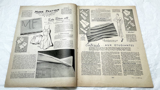 1930s - Vintage French Fashion Magazine - Mode Pratique - 1936 - Elegant Women's Styles - Sewing Patterns - Retro Advertising - Ephemera