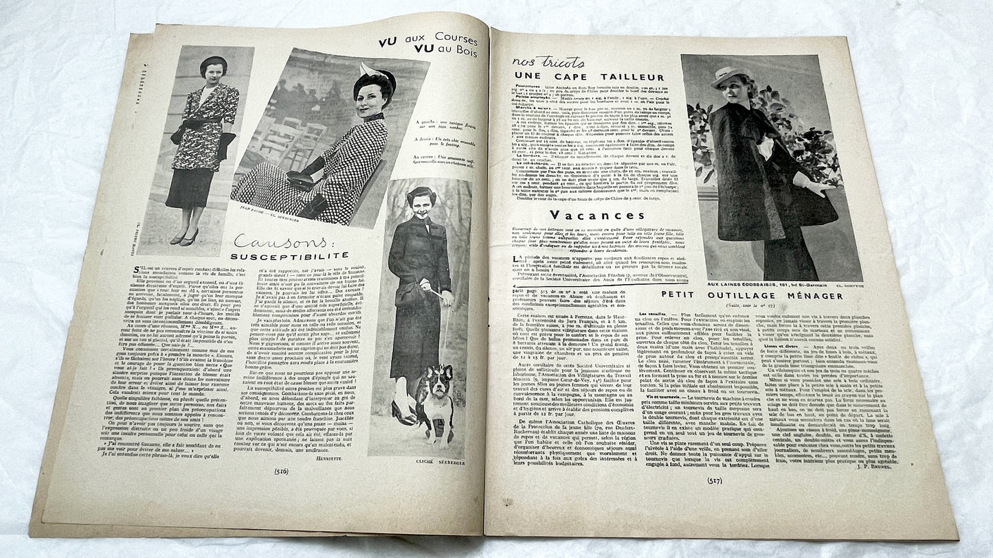 1930s - Vintage French Fashion Magazine - Mode Pratique - 1936 - Elegant Women's Styles - Sewing Patterns - Retro Advertising - Ephemera