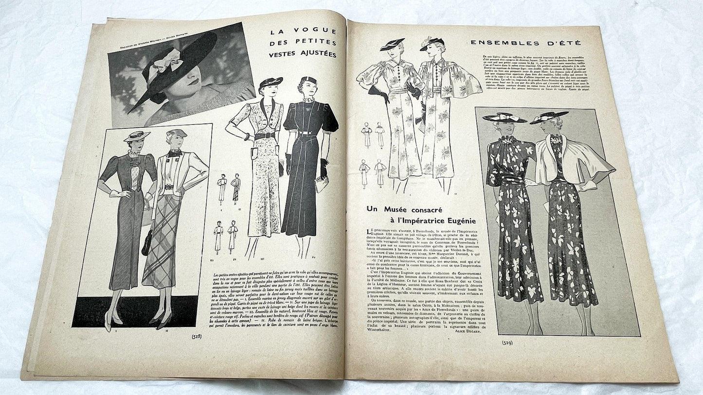 1930s - Vintage French Fashion Magazine - Mode Pratique - 1936 - Elegant Women's Styles - Sewing Patterns - Retro Advertising - Ephemera