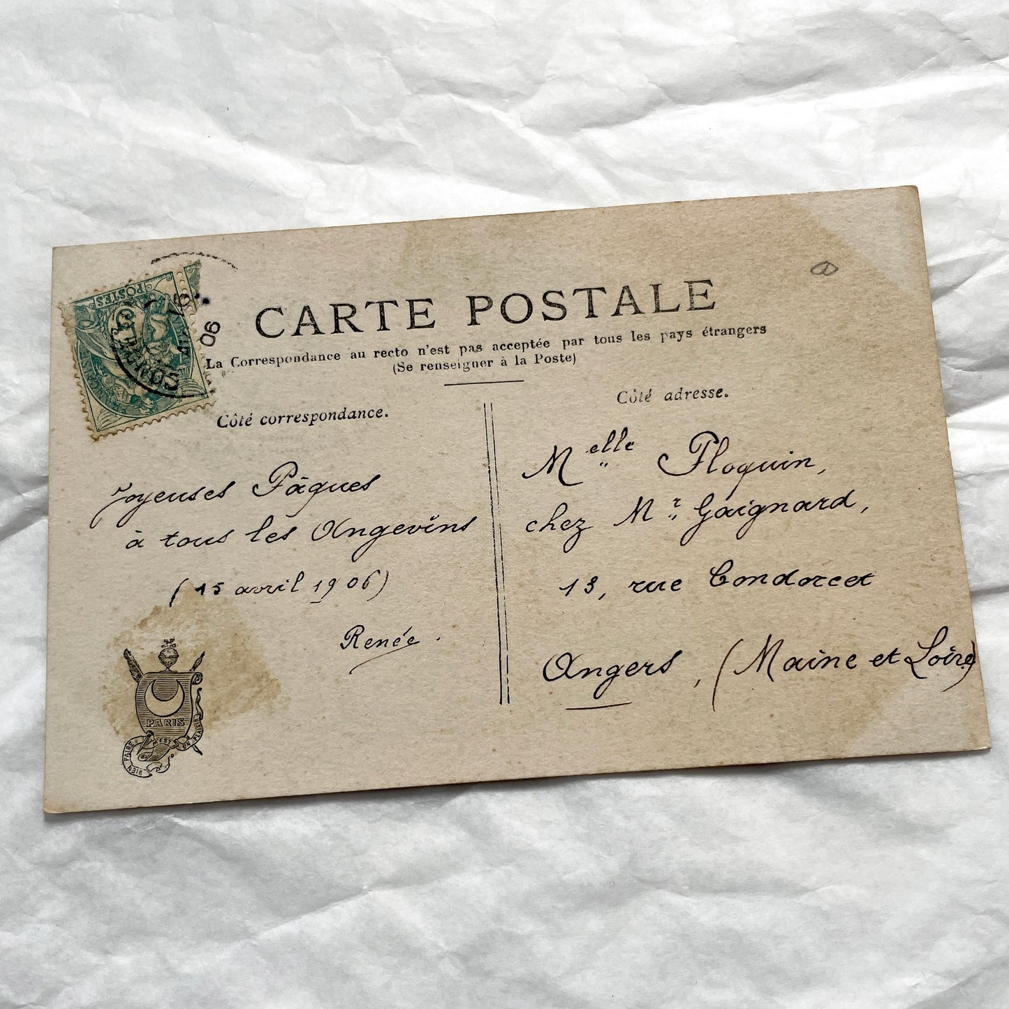 1900s - Antique French Easter Postcard - Charming Boy With Toys And Broken Egg - Hand-Colored Photo Print - Paris Souvenir