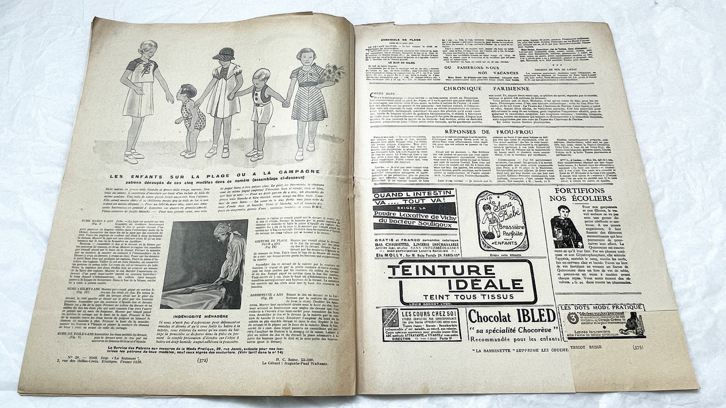 1930s - Vintage French Mode Pratique Fashion Magazine - Chanel Afternoon Dress - Sewing Patterns - Homemaking - Timeless Style & Elegance