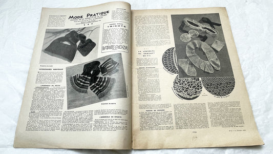 1930s - Vintage French Fashion Magazine - Mode Pratique - Special Knitting Patterns Issue - Womenswear - Children's Clothes - Home Decor