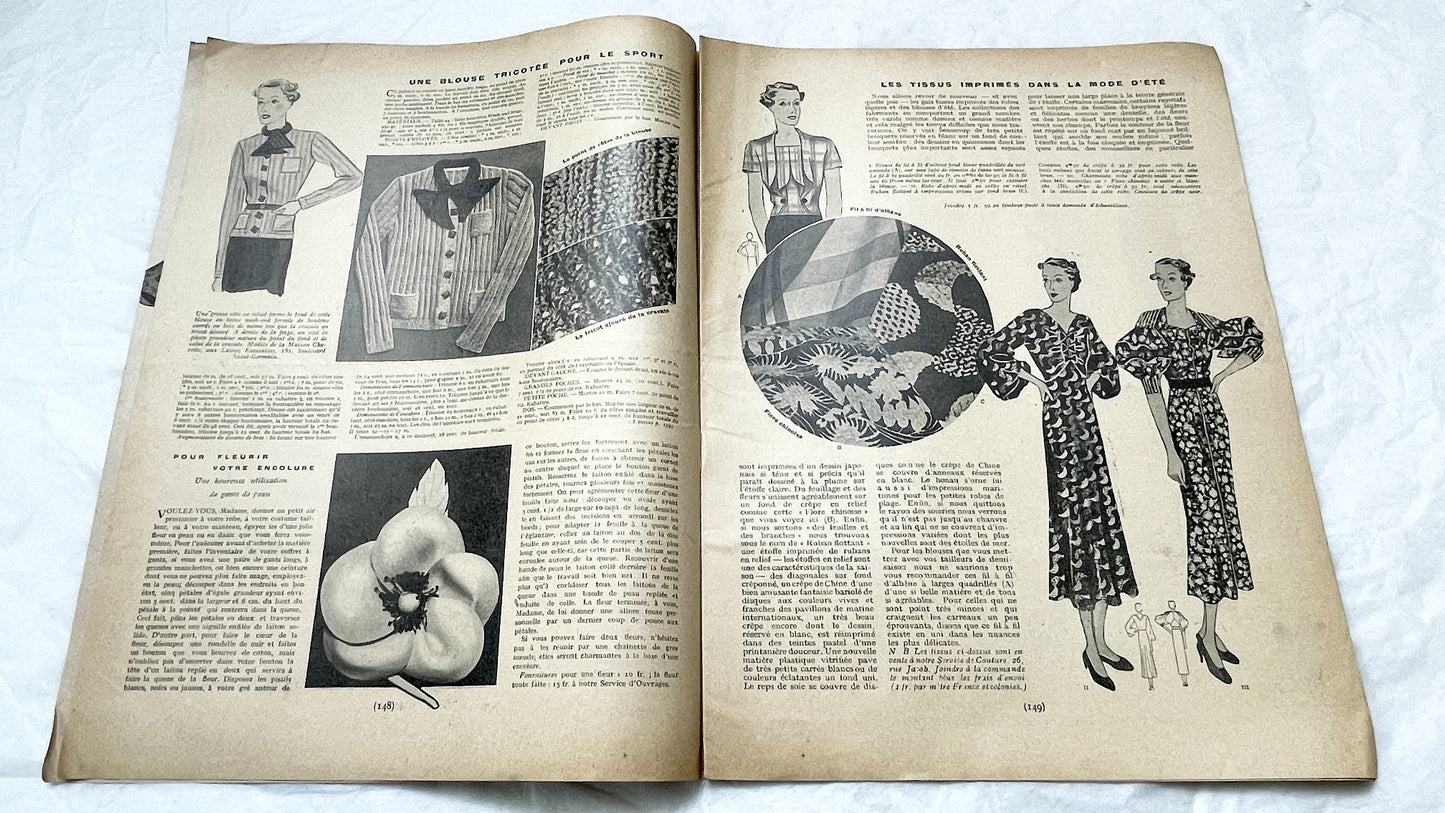 1930s - French Fashion Magazine - Vintage Style Patterns for Elegant 1930s Fashion - Haute Couture - Chic Spring Hats - Evening Ensembles