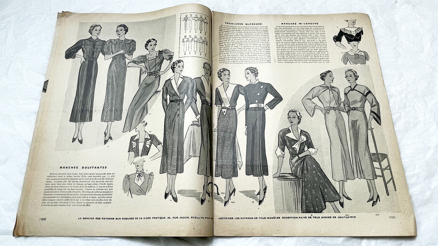 1930s - French Fashion Magazine - Vintage Style Patterns for Elegant 1930s Fashion - Haute Couture - Chic Spring Hats - Evening Ensembles