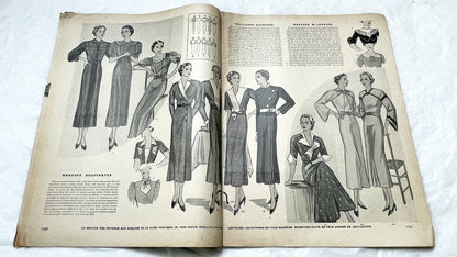1930s - French Fashion Magazine - Vintage Style Patterns for Elegant 1930s Fashion - Haute Couture - Chic Spring Hats - Evening Ensembles