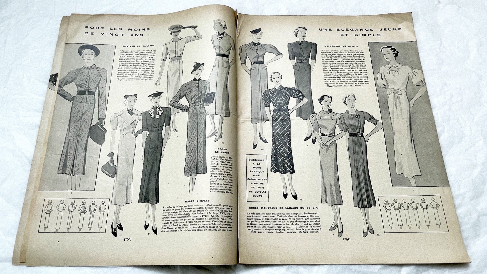 1930s - Vintage French Fashion Magazine - Mode Pratique - Spring Fashions - Retro Style - Clothing Patterns - Women's Wear - 1936 Issue
