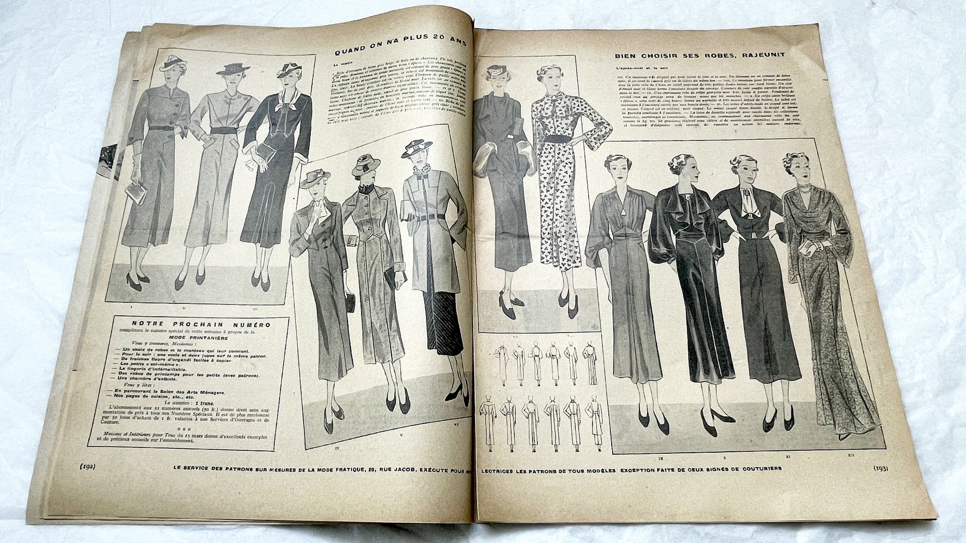 1930s - Vintage French Fashion Magazine - Mode Pratique - Spring Fashions - Retro Style - Clothing Patterns - Women's Wear - 1936 Issue