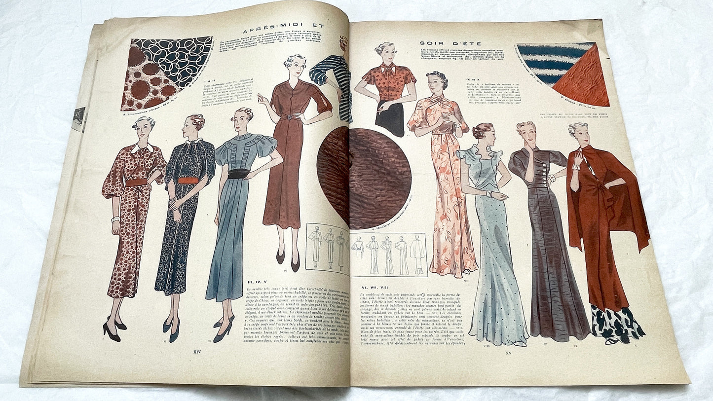 1930s - Vintage French Fashion Magazine - Mode Pratique - Spring Fashions - Retro Style - Clothing Patterns - Women's Wear - 1936 Issue