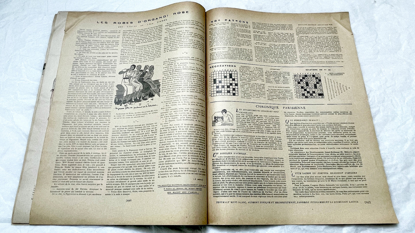 1930s - Vintage French Fashion Magazine - Mode Pratique - Spring Fashions - Retro Style - Clothing Patterns - Women's Wear - 1936 Issue