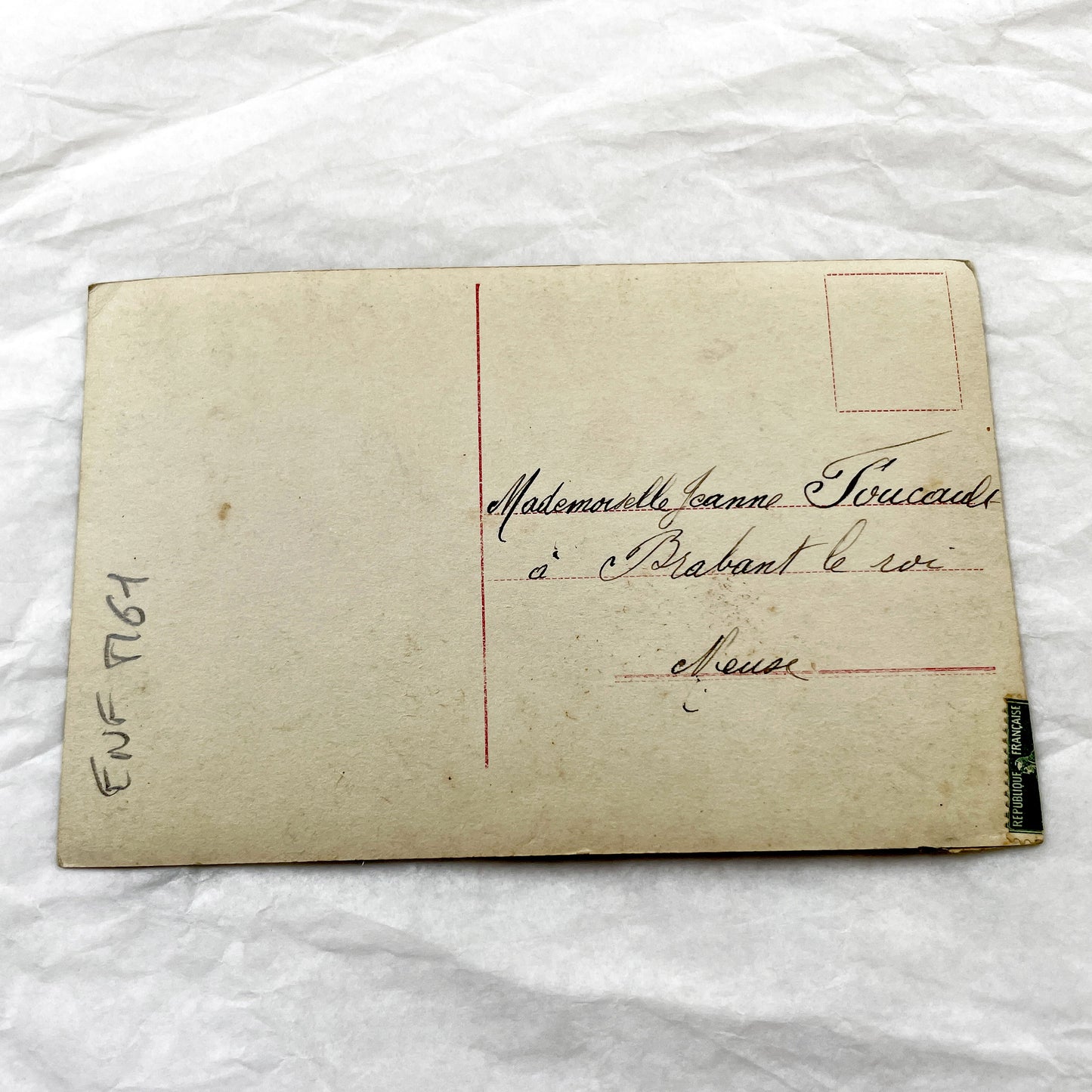 1900s - Vintage French Postcard - Hand Tinted Real Photo - Barefoot Little Girl With Glasses - Sainte Catherine Gift