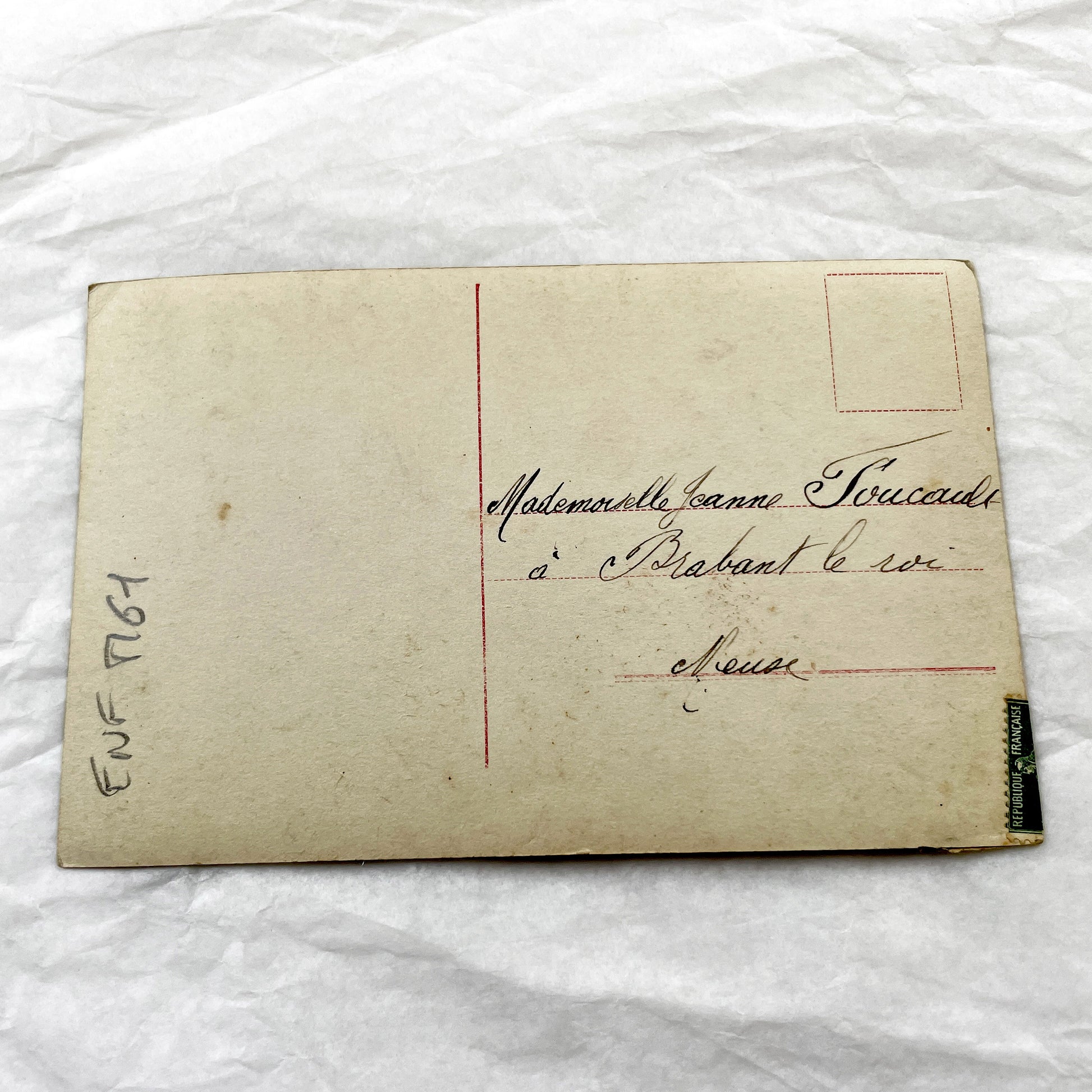 1900s - Vintage French Postcard - Hand Tinted Real Photo - Barefoot Little Girl With Glasses - Sainte Catherine Gift