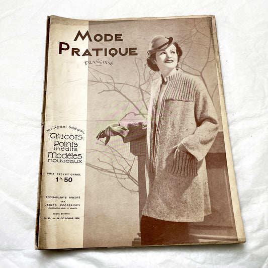1930s - Mode Pratique Françoise Magazine - Vintage French Knitting Crochet Patterns - Classic 1936 Fashion - Special Issue Knitwear Designs.