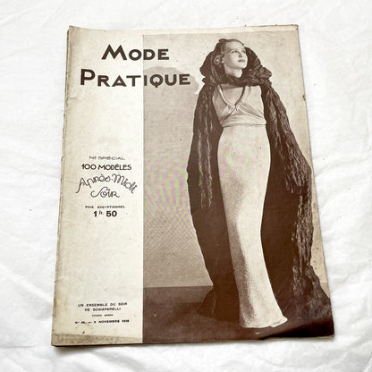 1930s - Vintage French Fashion Magazine - Mode Pratique - November 1935 - Special Edition - Evening Wear - Daywear - Patterns - Schiaparelli