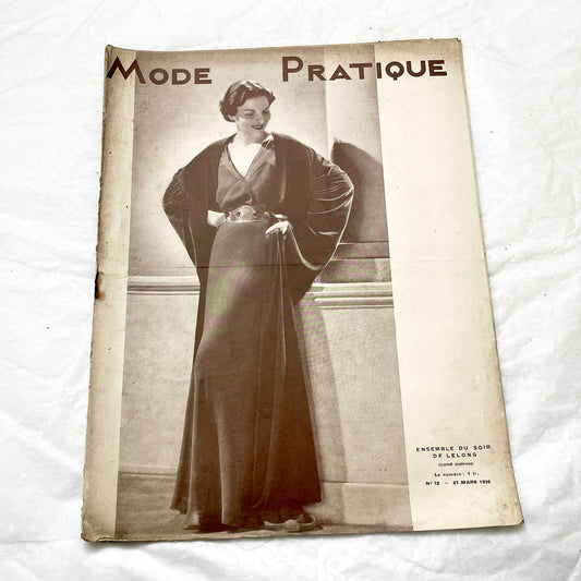 1930s - French Fashion Magazine - Vintage Mode Pratique Publication - Evening Gown - Historical Style Guide & Craft Inspiration