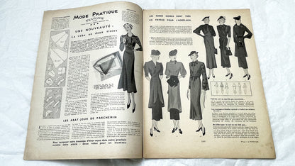 1930s - Vintage French Fashion Magazine - Mode Pratique Françoise - October 1936 Issue - Elegant 1930s Women's Clothing Patterns