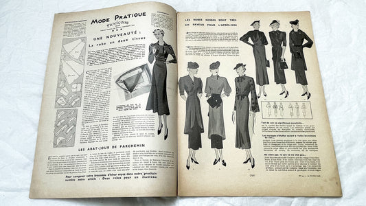 1930s - Vintage French Fashion Magazine - Mode Pratique Françoise - October 1936 Issue - Elegant 1930s Women's Clothing Patterns