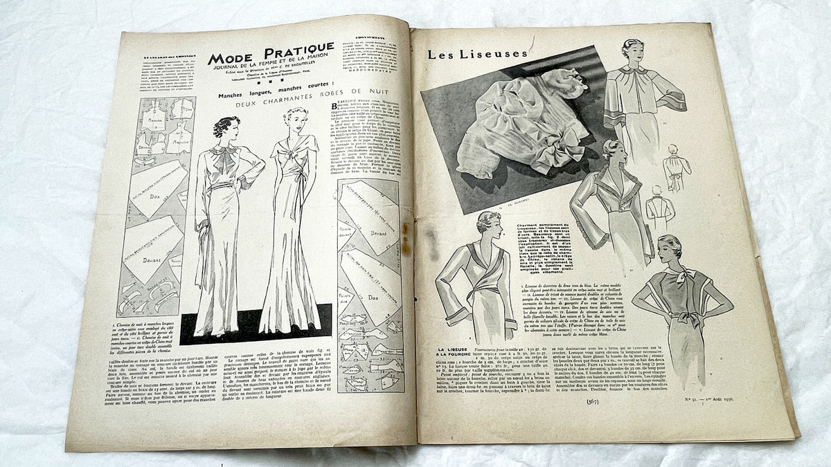 1930s - Mode Pratique French Fashion Magazine - Vintage Sewing Patterns - Embroidery Designs - Advertising - French Vintage Magazine