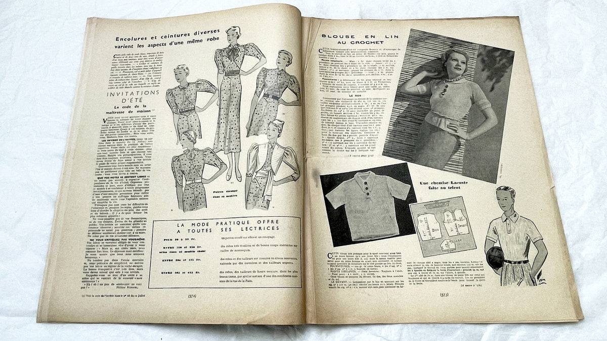 1930s - Mode Pratique French Fashion Magazine - Vintage Sewing Patterns - Embroidery Designs - Advertising - French Vintage Magazine