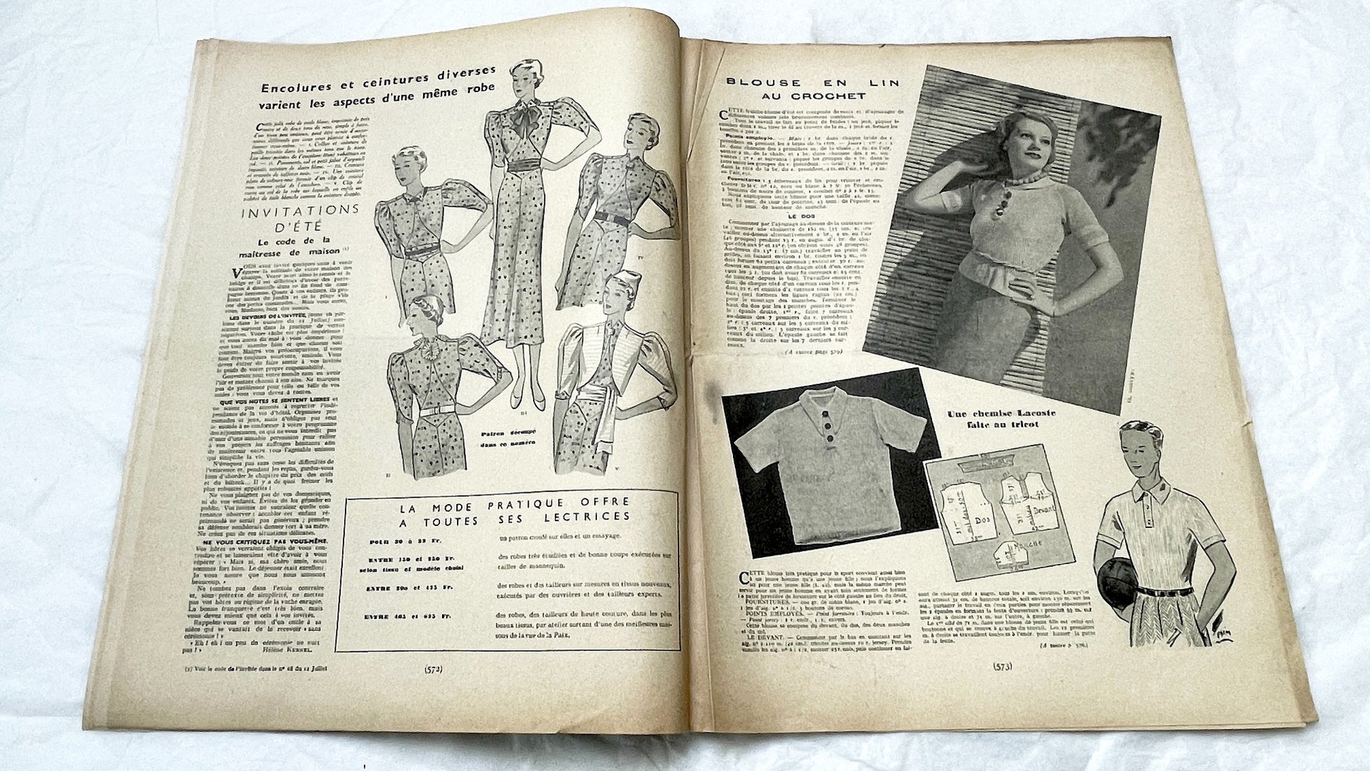 1930s - Mode Pratique French Fashion Magazine - Vintage Sewing Patterns - Embroidery Designs - Advertising - French Vintage Magazine