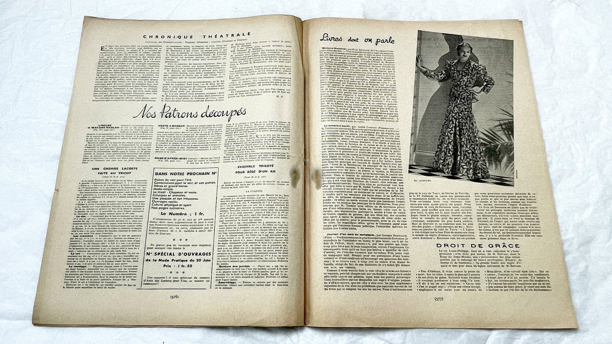 1930s - Mode Pratique French Fashion Magazine - Vintage Sewing Patterns - Embroidery Designs - Advertising - French Vintage Magazine