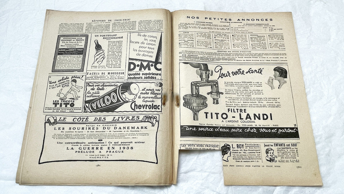 1930s - Mode Pratique French Fashion Magazine - Vintage Sewing Patterns - Embroidery Designs - Advertising - French Vintage Magazine