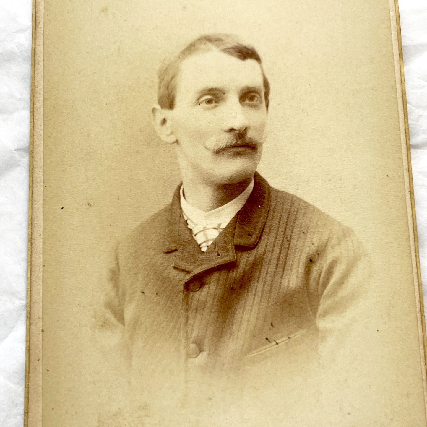 Late 19th - Vintage Carte de Visite Photograph of a Moustachioed French Gentleman - Studio Victoire Lyon, France