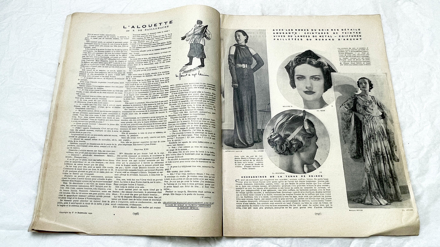 1930s - Vintage French Fashion Magazine - Mode Pratique - November 1935 - Special Edition - Evening Wear - Daywear - Patterns - Schiaparelli