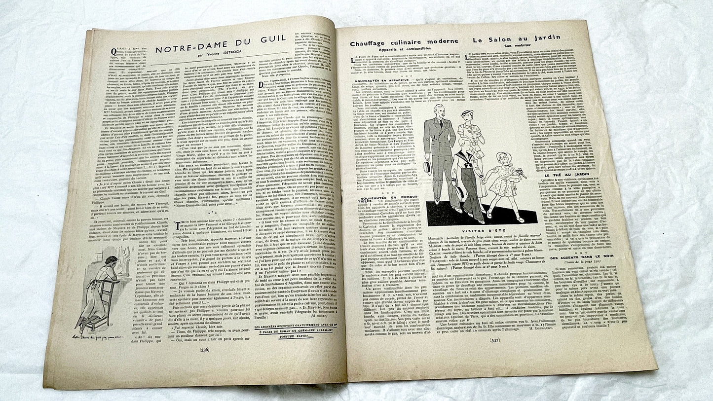 1930s - Vintage French Fashion Magazine - Mode Pratique - Historic Women's Style - Sewing Patterns - Hair Styles - Advertising Collectible