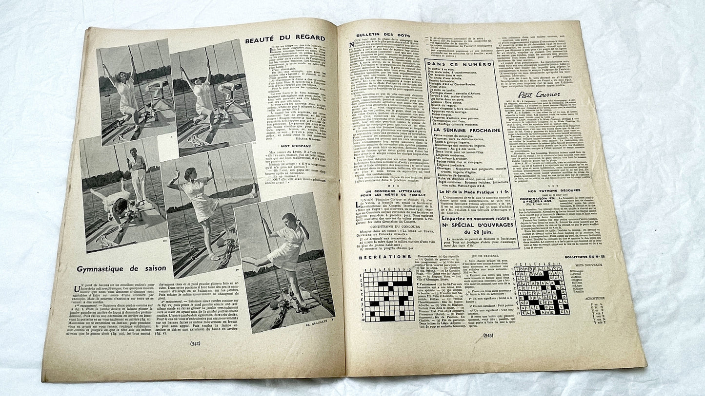 1930s - Vintage French Fashion Magazine - Mode Pratique - Historic Women's Style - Sewing Patterns - Hair Styles - Advertising Collectible