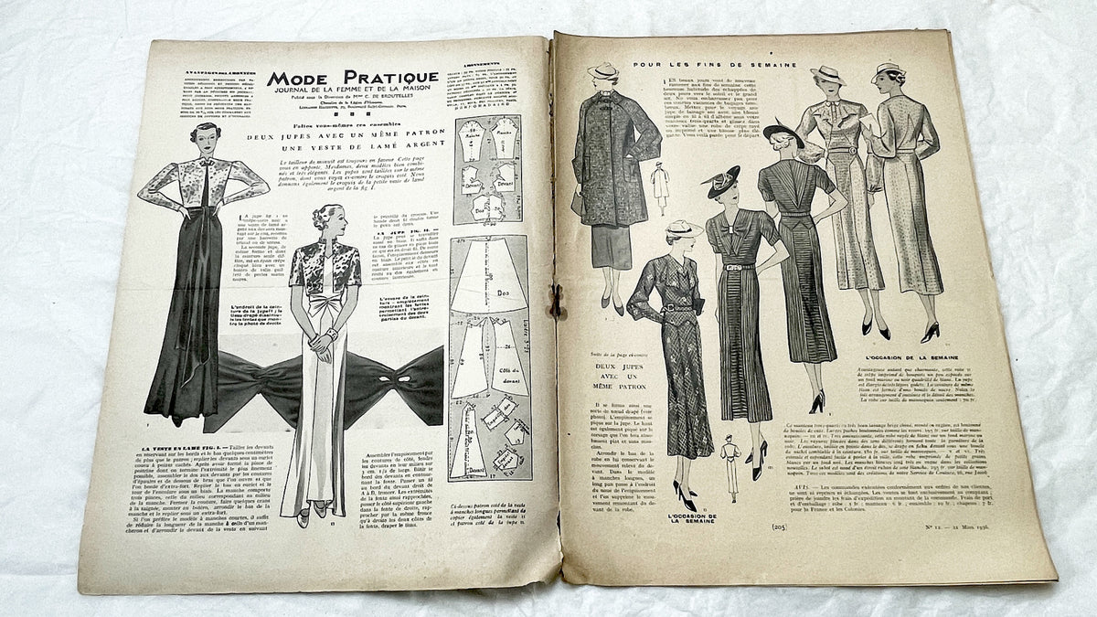 1930s - French Fashion Magazine - Vintage Mode Pratique Publication - Evening Gown - Historical Style Guide & Craft Inspiration