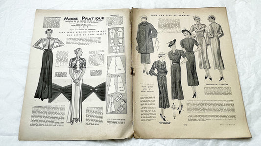 1930s - French Fashion Magazine - Vintage Mode Pratique Publication - Evening Gown - Historical Style Guide & Craft Inspiration