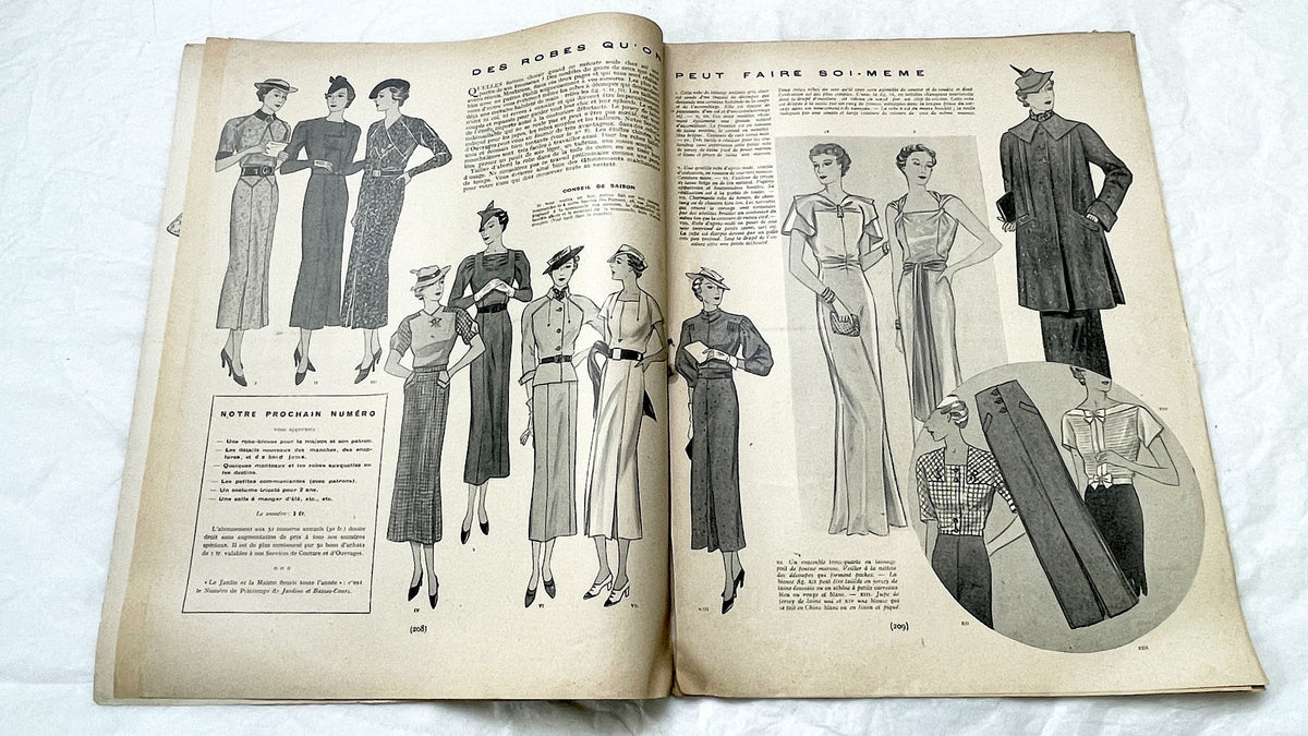 1930s - French Fashion Magazine - Vintage Mode Pratique Publication - Evening Gown - Historical Style Guide & Craft Inspiration