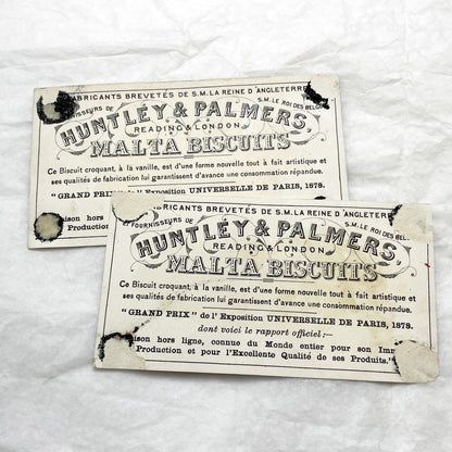 Late 19th - Two large Vintage Huntley & Palmers Advertising Chromos - Global Children Illustrations - Colonial Era Collectible Art Cards