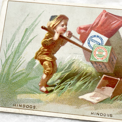 Late 19th - Huntley & Palmer's Advertising Trade Card - Hindoos Coffee Cheese Biscuits Chromo Collectible - Vintage British Food Ephemera
