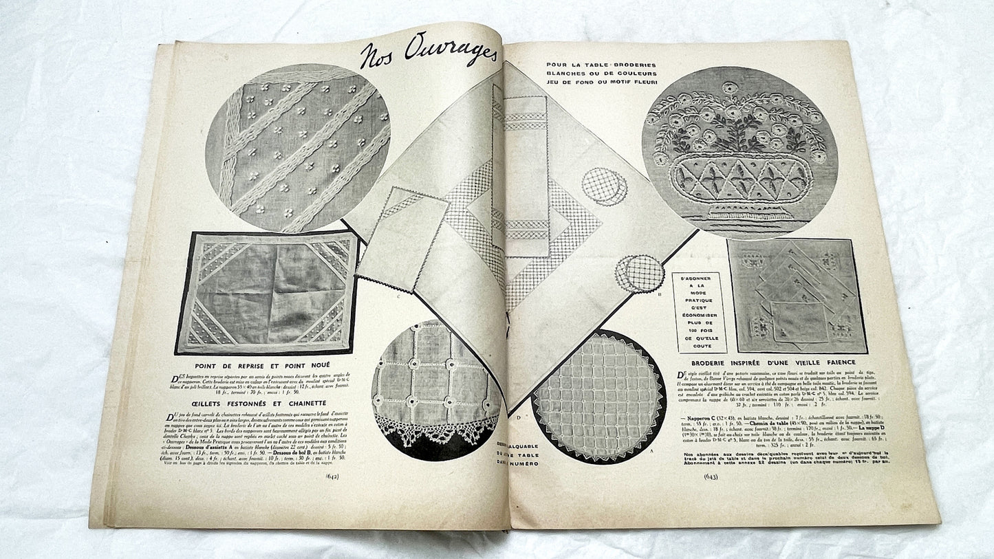 1930s - Vintage French Fashion Magazine - Mode Pratique - Elegant Style - Sewing Patterns - Home Crafts and Lifestyle Advice