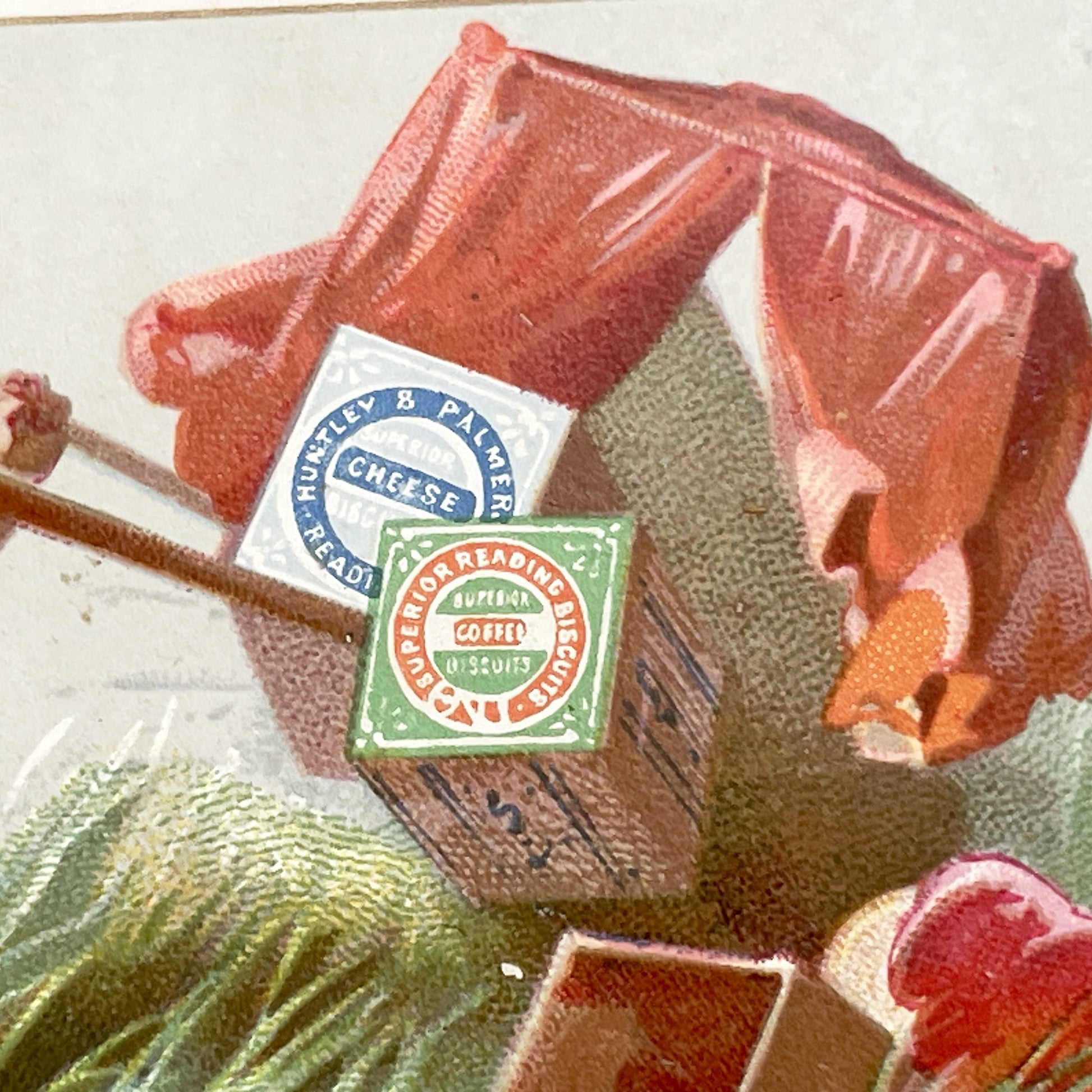 Late 19th - Huntley & Palmer's Advertising Trade Card - Hindoos Coffee Cheese Biscuits Chromo Collectible - Vintage British Food Ephemera