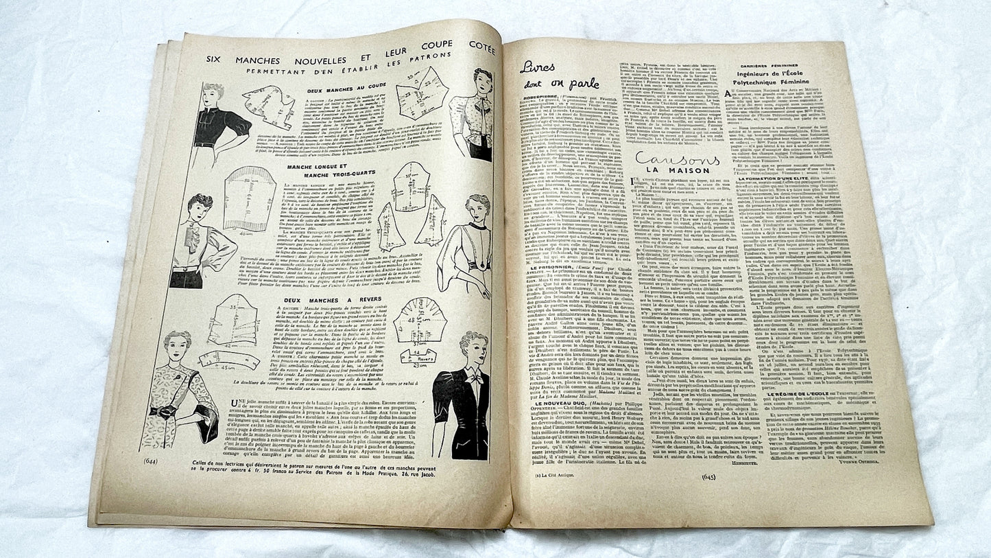 1930s - Vintage French Fashion Magazine - Mode Pratique - Elegant Style - Sewing Patterns - Home Crafts and Lifestyle Advice