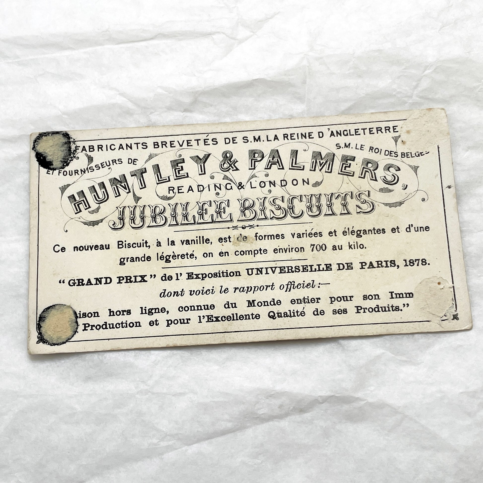 Late 19th - Huntley & Palmer's Advertising Trade Card - Hindoos Coffee Cheese Biscuits Chromo Collectible - Vintage British Food Ephemera