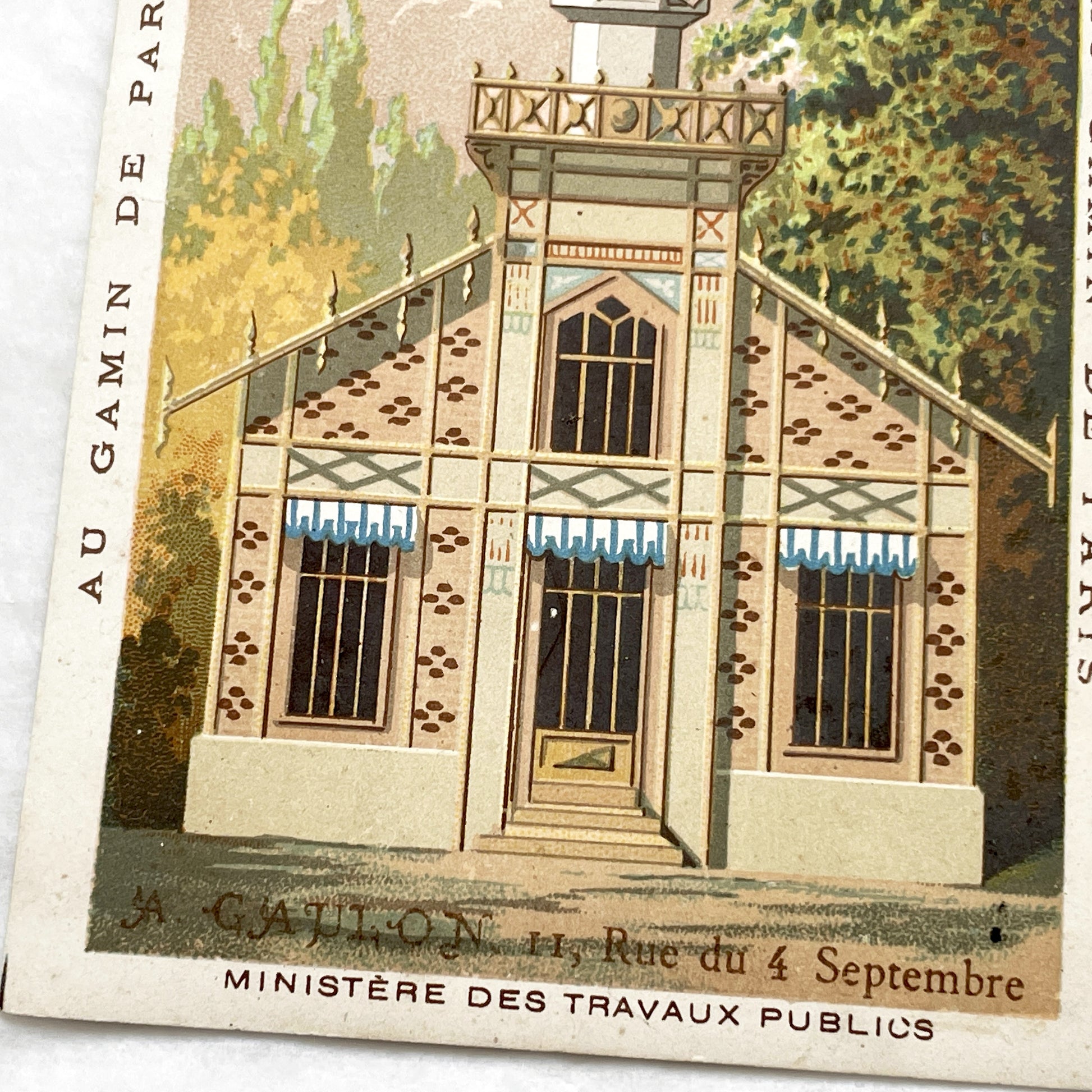 Late 19th - F. Pinet Chaussures Paris Exhibition Trade Card - Vintage French Advertising Chromo - Paris Rue du 4 Septembre Ministry
