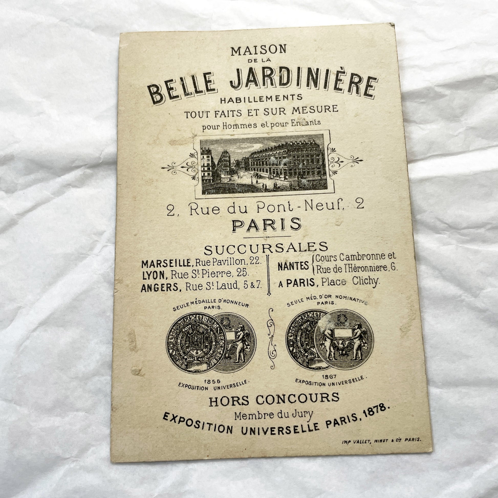 1900s - Antique French Chromo Card - Belle Jardiniere Advertising - Cherub Rooster Egg Music Sheet - Vallet Minot Paris Collectible Ephemera
