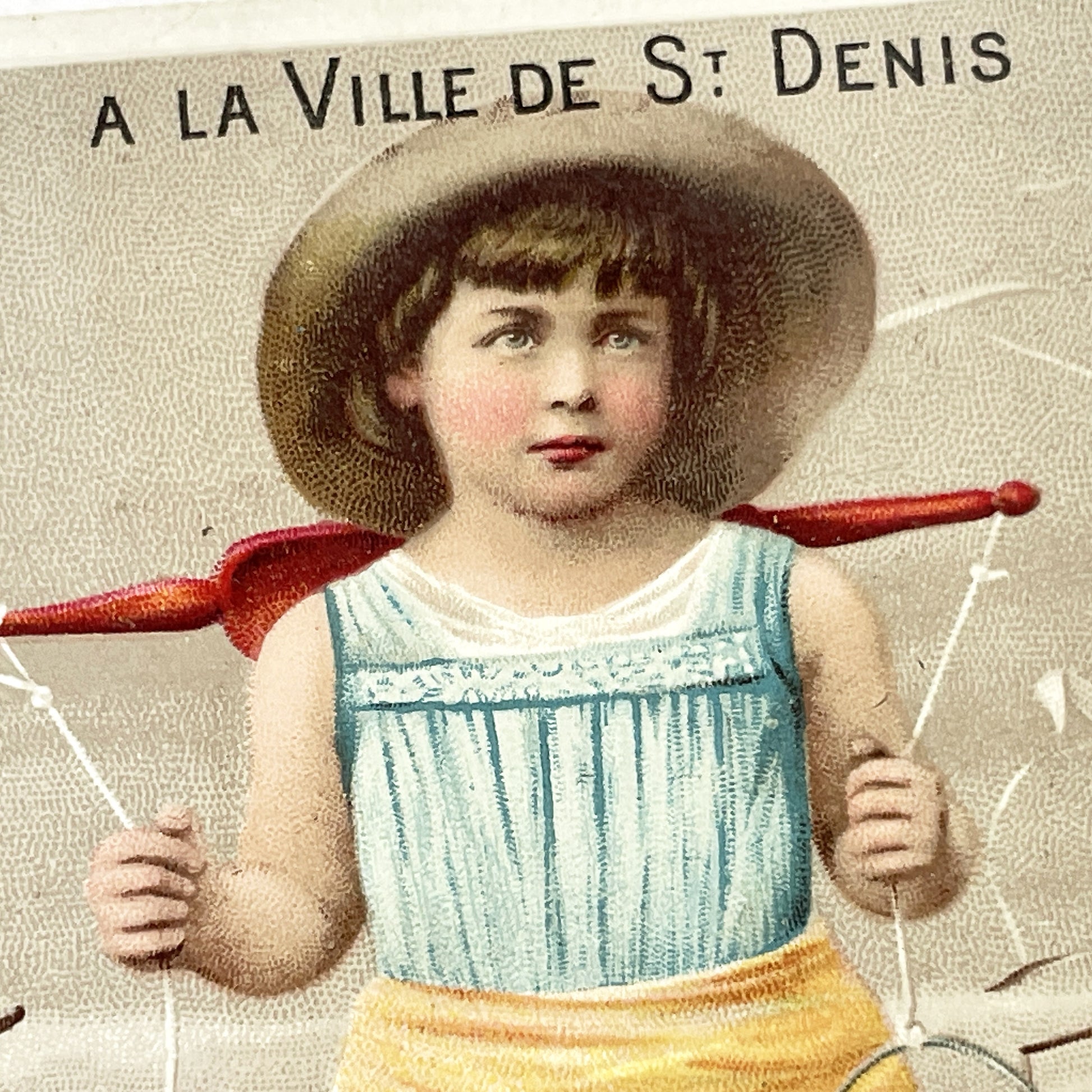 Late 19th Century - French Chromolithograph Postcard - Girl With Buckets - St Denis Souvenir - Vintage Collectible Art - Antique Card