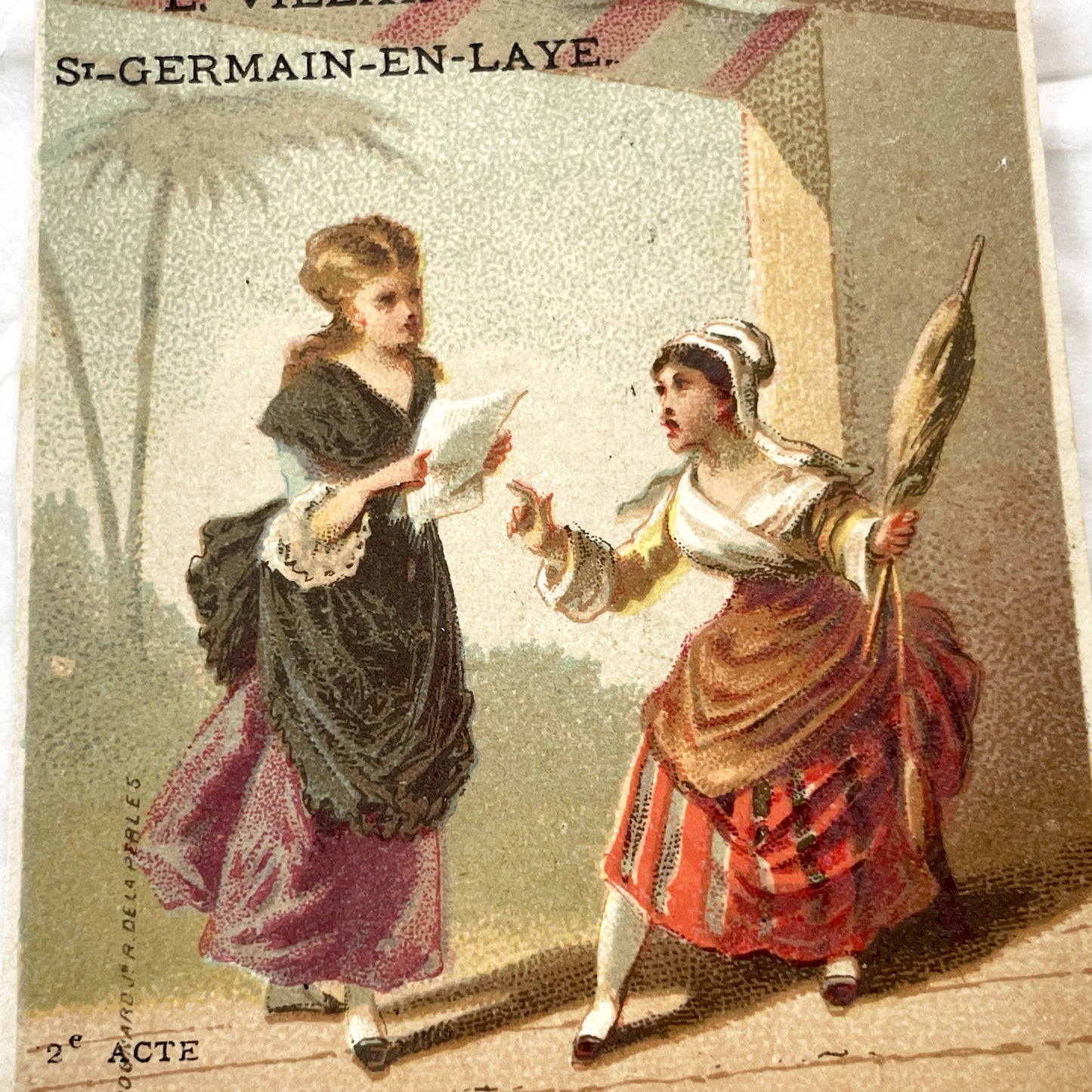 Late 19th Century  - Two French Chromos - Paul et Virginie Trade Cards - Au Bon Marché St-Germain-En-Laye Advertising Ephemera Collectible