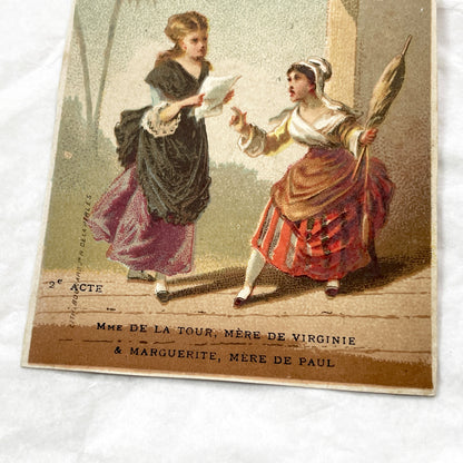 Late 19th Century  - Two French Chromos - Paul et Virginie Trade Cards - Au Bon Marché St-Germain-En-Laye Advertising Ephemera Collectible