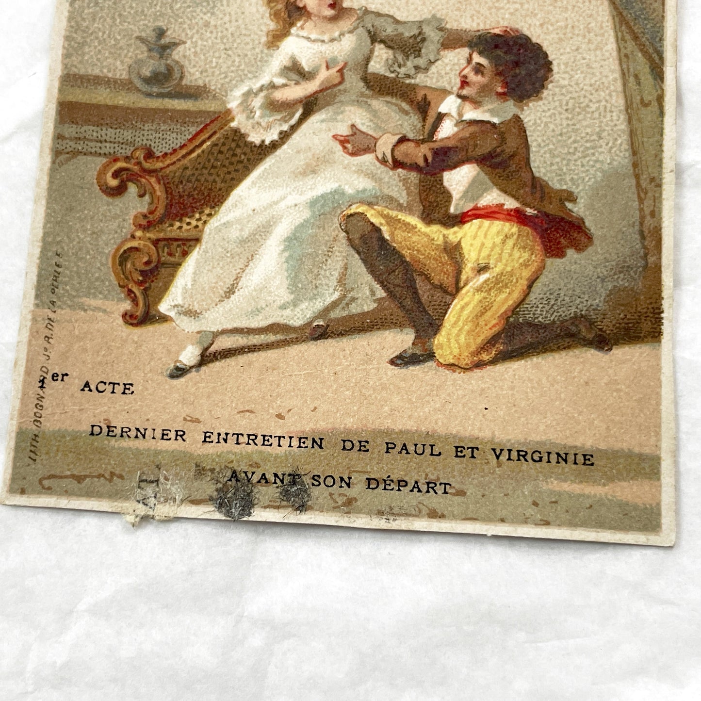 Late 19th Century  - Two French Chromos - Paul et Virginie Trade Cards - Au Bon Marché St-Germain-En-Laye Advertising Ephemera Collectible