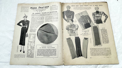 1930s - Vintage French Fashion Magazine Mode Pratique - Tailleurs Manteaux Special Issue - Women's Clothing Patterns - Hachette